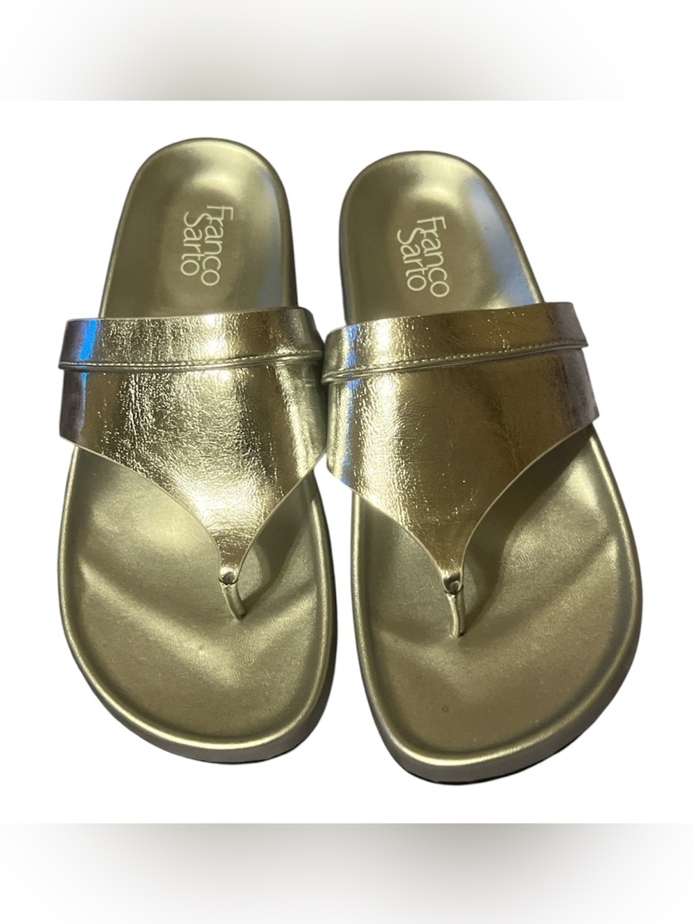 Franco Sarto Metallic Silver Thong Slide Sandals